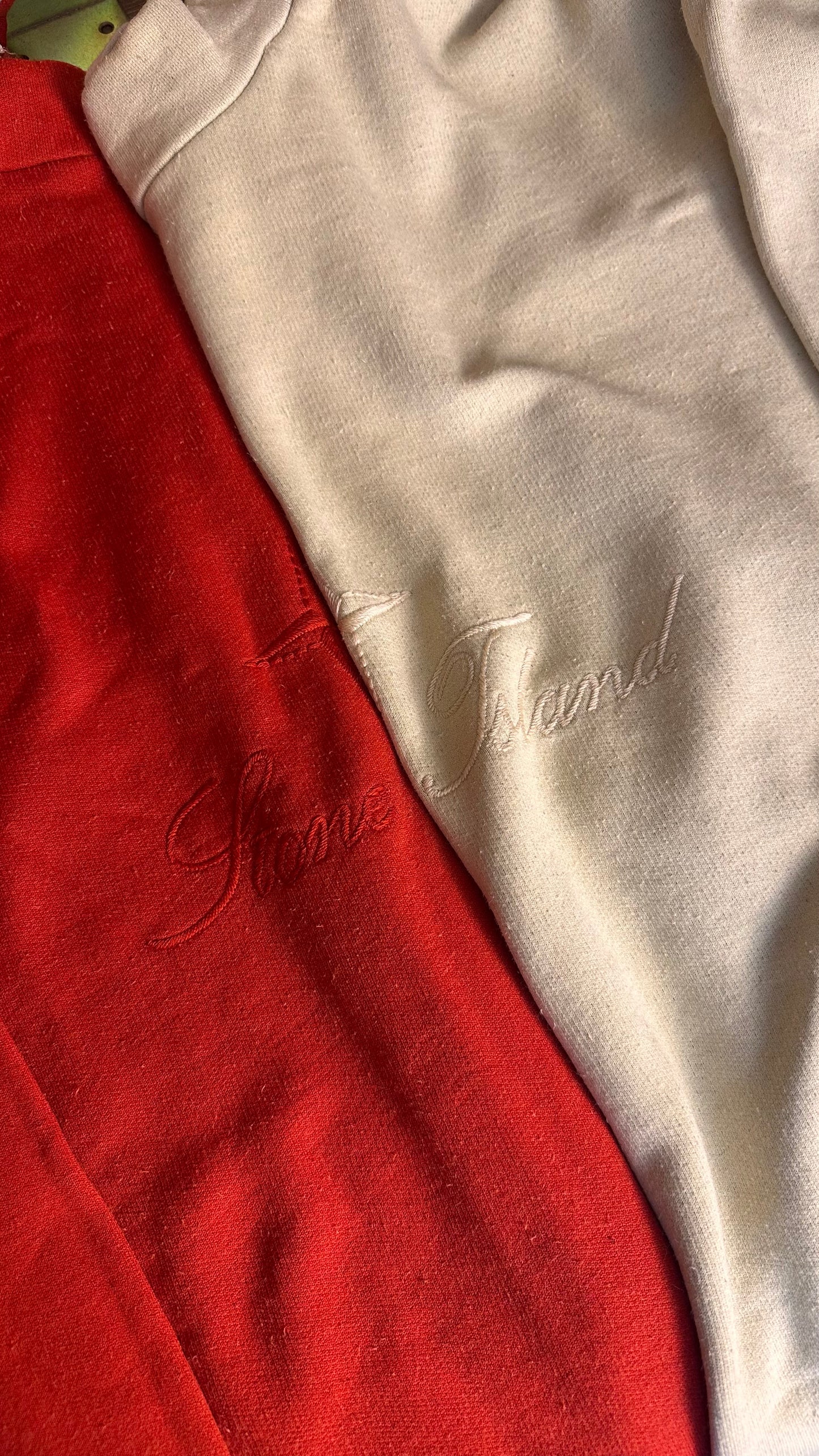 80s SPELLOUT COTTON JUMPER in Bright Red